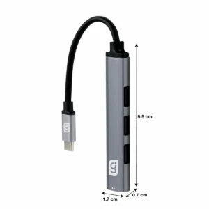 HUB USB 3.0 de 4 puertos entrada tipo C, plata