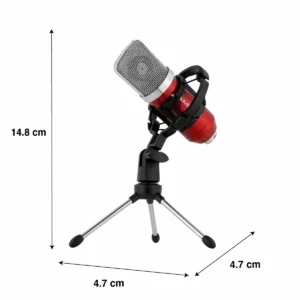 Micrófono alámbrico condensador rojo metálico