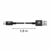 CABLE USB A TIPO C 3A 60W 1.8M TRENZADO NEGRO