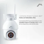 CAMARA WIFI ROBOTIZADA 360° PARA EXTERIOR/IP65/VERTICAL 96°/4MPX/MICRO SD/VISIÓN NOCTURNA/AUDIO BIDIRECCIONAL/DETECCIÓN DE MOVIMIENTO/SIRENA/ALMACENAMIENTO EN LA NUBE/APP TUYA