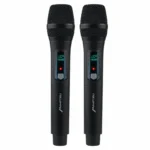 KIT DE MICROFONOS INALAMBRICOS 2 CANALES BT ALTA CALIDAD 20M DE ALCANCE NEGRO